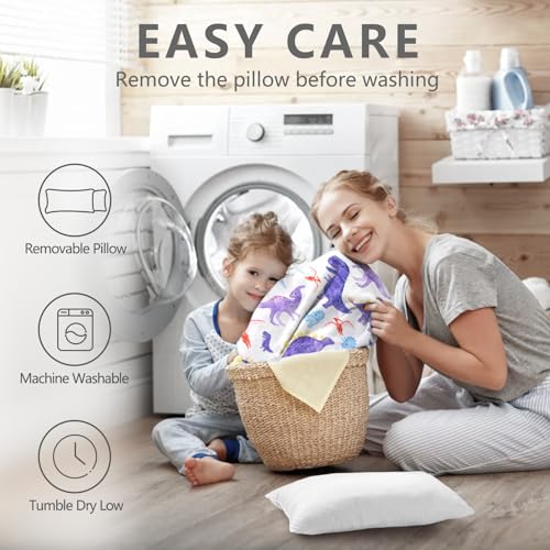 Primlect Thickened Toddler Nap Mat with Removable Pillow and Minky Blanket, Extra Large 55''x35'' Sleeping Bag, Washable, Roll up, Perfect for Daycare, Preschool, Kindergarten, Boys and Girls Dinosaur - color: purple