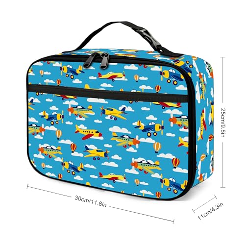 Airplane Lunch Bag Insulated Reusable Lunch Box Cooler Thermal Tote Bag For Teenage Boys Girls School Beach - color: Airplane