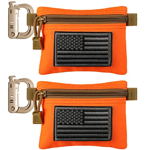 FRTKK 2 Pack Tactical Compact EDC Pouches Military Molle Utility Pouch Accessories Organizer Pouch Coin Purse Keychain Pocket Credit Card Holder Waist Pack - color: Orange 3