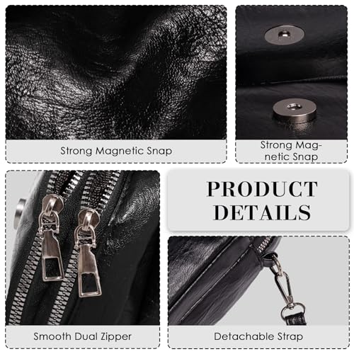 Small Crossbody Bags for Women, Vegan Leather Messenger Bag Anti Theft, Shoulder Bag with Card Slots - color: Oil Black