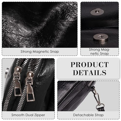 Small Crossbody Bags for Women, Vegan Leather Messenger Bag Anti Theft, Shoulder Bag with Card Slots - color: Oil Black