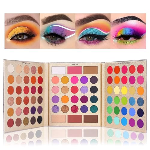 UCANBE Pretty All Set Eyeshadow Palette Holiday Gift Set Pro 86 Colors Makeup Kit Matte Shimmer Eye Shadow Highlighters Contour Blush Powder All In One Valentine's Day Makeup Pallet - color: Palette A