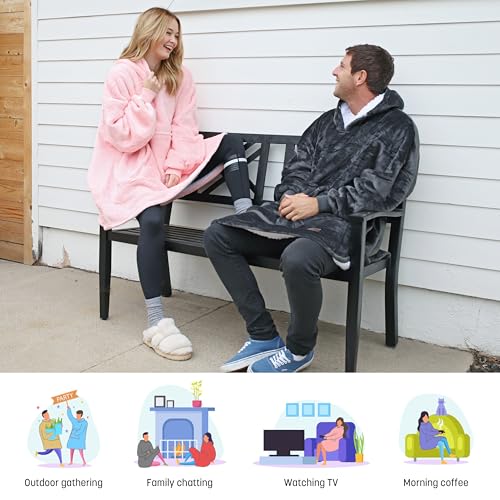 Catalonia Oversized Blanket Hoodie Sweatshirt, Wearable Sherpa Blanket Pullover, Gift for Her - color: Grey