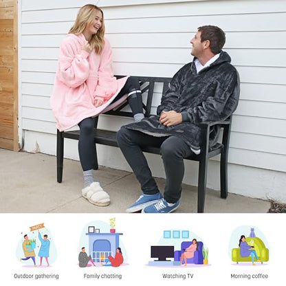 Catalonia Oversized Blanket Hoodie Sweatshirt, Wearable Sherpa Blanket Pullover, Gift for Her - color: Grey