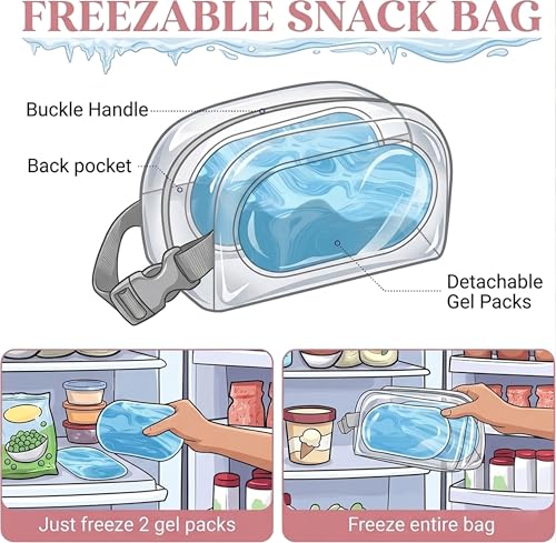 Small Lunch Bag for Girls with 2 Ice Packs, Insulated Mini Lunch Box, Freezable Cooler Bag for Kids Toddler, Reusable Snack Bags for School, Cute Lunchbox Back to School Supplies