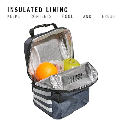 adidas Santiago Lunch Bag Cooler for Women and Men, Insulated Food Container Box with Mesh Pocket, Twill Onix Grey/Black/3.0, One Size - color: Black/White/3