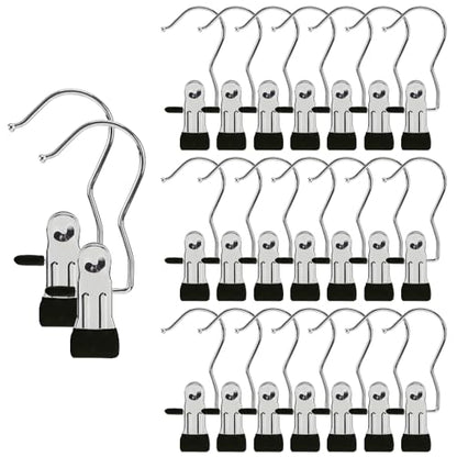 Hangers Clips,Stainless Multi Function Clip Hooks,Laundry Hanging Hooks Clips,Closet Hangers,Boot Clips， Hats Clips,Socks Clips,Pants Clips, Bras Clips (30, Black) - color: Black