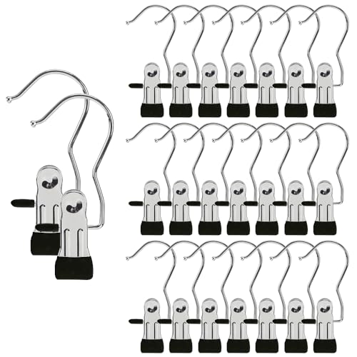 Hangers Clips,Stainless Multi Function Clip Hooks,Laundry Hanging Hooks Clips,Closet Hangers,Boot Clips， Hats Clips,Socks Clips,Pants Clips, Bras Clips (30, Black) - color: Black