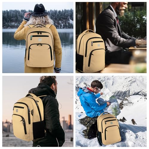 Volher Laptop Backpack,Business Travel Anti Theft Slim Durable Laptops Backpack,Water Resistant College Computer Bag for Women & Men Fits 15.6 Inch Laptop and Notebook-Khaki - color: Khaki, size: 15.6 Inch, style: Laptop