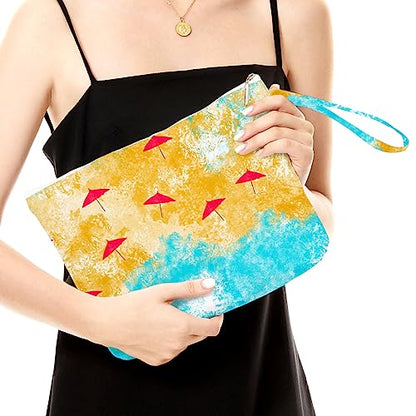 Fokongna Travel Makeup Bag - Wet Dry Bag for Swimsuit, Beach Pool Diapers, Dirty Yoga Gym Clothes - Zipper Pouch for Women, Sister, Friends - Ocean Sea Shells Beach Starfish - color: Ocean Beach
