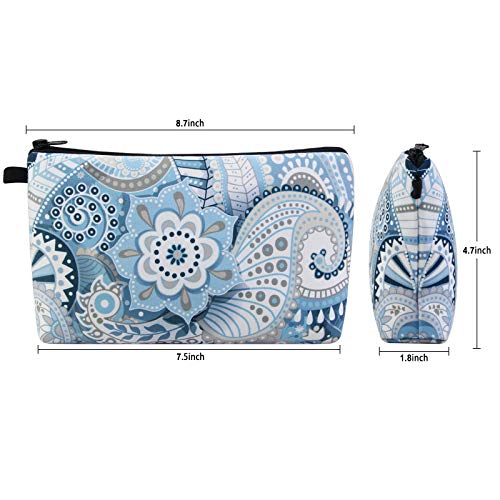 MAGEFY Makeup Bags for Women, Portable Travel Cosmetic Bag with Black Zipper Pouch Waterproof Makeup Pouch Multifunctional Small Bag for Women (1 pack, blue flower 0175) - color: blue flower 0175