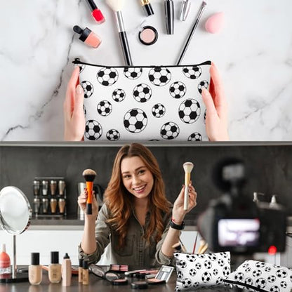 Eccliy 20 Pcs Soccer Makeup Bags Bulk Sport Team Gifts Soccer Cosmetic Bag Accessories for Women Toiletry Zipper Pouch Travel Canvas Gifts Stuff for Party Team Players Lover - size: 8 x 5 Inch, style: Soccer