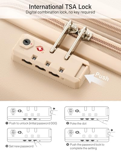 Hanke 20 Inch Expandable Carry On Luggage, 22x14x9 Airline Approved, TSA Lock Hard Shell Lightweight Suitcase for Men Women (Cuba Sand) - color: Cuba Sand, size: Expandable 20 Inch