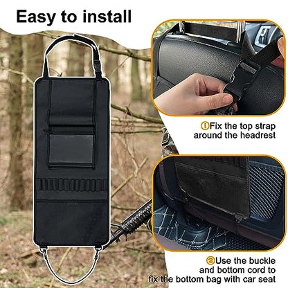 MYDAYS 2 Pack Seat Back Gun Rack, Camo Front Seat Organizer With Bullet Pocket Vehicle Holder for Hunting Rifles/Shotguns - color: Black3