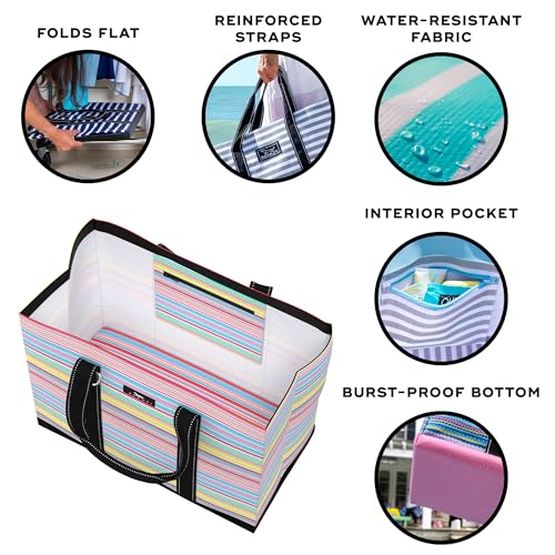 SCOUT Original Deano Tote - Durable Lightweight Open Top Beach, Pool & Lake Bag, Inside Zip Pocket, Folds Flat - color: Ripe Stripe