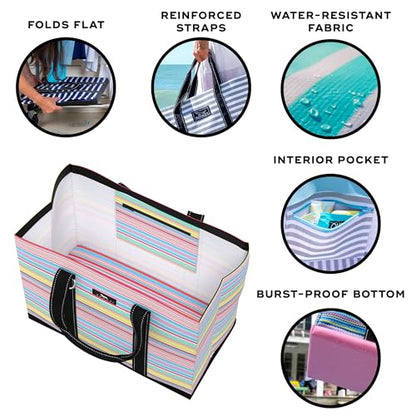 SCOUT Original Deano Tote - Durable Lightweight Open Top Beach, Pool & Lake Bag, Inside Zip Pocket, Folds Flat - color: Ripe Stripe