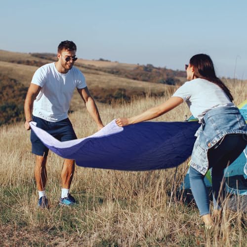Large Outdoor Waterproof Blanket Extra Thick Fleece Stadium Blanket for Camping, Car, Pet, Picnics - Windproof, Wearable, Machine Washable 80" x 58" (Blue Purple) - color: Blue Purple