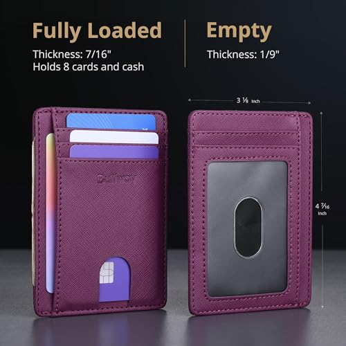 Buffway Slim Minimalist Front Pocket RFID Blocking Leather Wallets for Men and Women - Cross Purple - color: Cross Purple