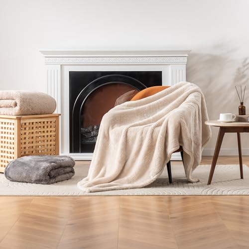 Berkshire Blanket Classic Extra-Fluffy™ Plush Blanket Queen Size, Soft Fuzzy Fluffy Long Hair Blanket for Couch Sofa Bed, Chino Khaki, 90x90 Inches - color: Chino, size: Full/Queen