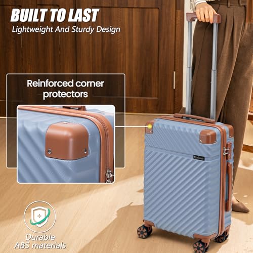 Cosbarn Carry On Luggage 22x14x9 Airline Approved, Hardside 20 Inch Carry on Suitcases with Wheels, Hard Shell ABS Lightweight Carry on Luggage Set, Travel Suitcase Set with TSA Lock, SkyBlue - color: SkyBlue, size: 3 Piece Sets (20/BP/TB)