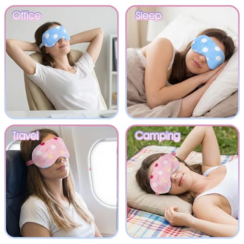 2PCS Plush Sleeping Eye Mask, Soft Plush Eye Mask, Fuffy Eye Cover Comfortable Sleep Mask Blindfold Rainbow Faux Fur Eye Shade for Women, Men and Kids Travel Nap Sleeping(Dot) - color: Dot