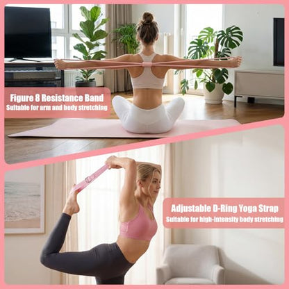 16 Pack Pilates Starter Kit for Women, Home Pilates Essentials Equipment Ring and Ball Set, Fabric Booty Bands, Guide, Pilates Workout Kit for Beginners at Gym Studio Travel