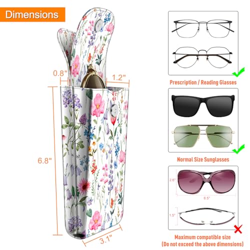 FINTIE Double Glasses Case with Carabiner Hook, Portable Vegan Leather Eyeglass Case Anti-scratch Sunglasses Pouch - color: Flower Fantasy