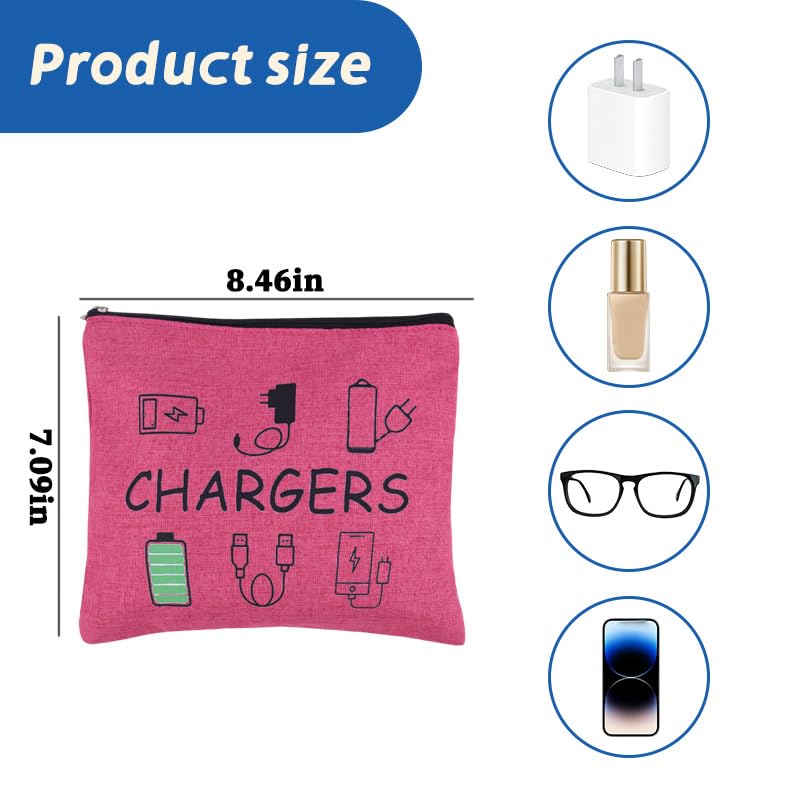 ShiQiao Spl Chargers Cables Storage Bag Travel Cable Storage Organizer Bag Chargers Makeup Cosmetic Bag Pouch Electronic Charging Organizer for Women Birthday Christmas Gifts for Daughter Friend - style: Pink Charger