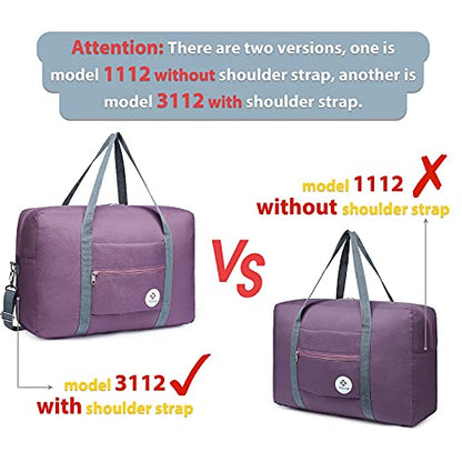 For Spirit Airlines Personal Item Bag Foldable Travel Duffel Bag Tote Carry on Luggage Duffle Overnight for Women and Men - color: 1112 Purple