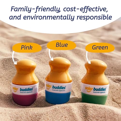 Solar Buddies Grab & Go Travel Bundle, Carabina Clip & Cleaning Brush - Single Full Black - Refillable Roll on Sponge Sunscreen, Suncream & Lotion Applicator For Kids, Adults & Families - Holds 100ml - color: Black Single