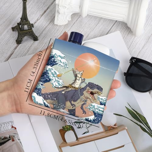 2Pcs PU Leather Small Squeeze Coin Purse Pouch Mini coin Bag Unique And Cute Wallet Cosmetic Bags Change Bag For Women Girls Men Cat and Dinosaur - color: Cat and Dinosaur