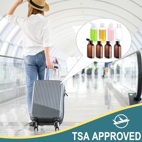 Cosywell Travel Bottles for Toiletries 8PCS 3.4oz TSA Approved Containers - Leak Proof Empty Lotion Bottles With Flip Cap for Shampoo and Toiletries - color: I-3.4oz-2Color-6label2blank