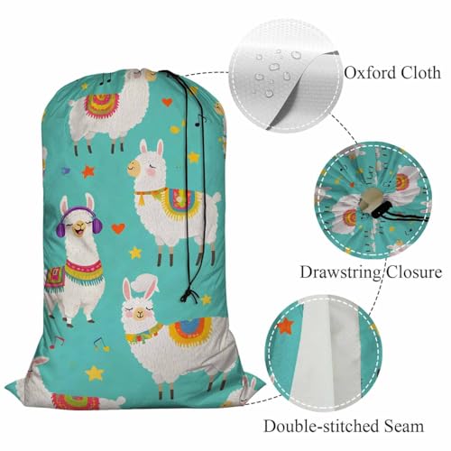 Swono Alpaca Large Dirty Clothes Laundry Bag for Laundry Basket Hamper, Cartoon Llamas Cute Animal Wildlife Machine Washable Dirty Clothes Organizer, 28x40 Inch, Blue - color: Alpaca