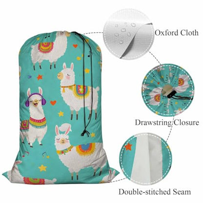Swono Alpaca Large Dirty Clothes Laundry Bag for Laundry Basket Hamper, Cartoon Llamas Cute Animal Wildlife Machine Washable Dirty Clothes Organizer, 28x40 Inch, Blue - color: Alpaca