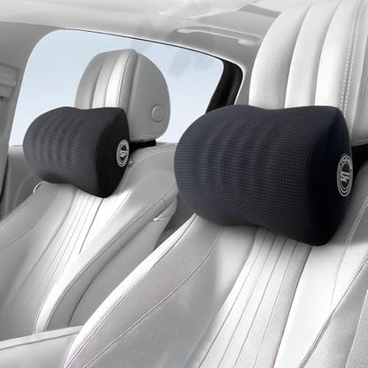 Super Useful Car Headrest Pillow, Car Pillow for Driving with Adjustable Strap, 100% Memory Foam Neck Pillow, Ergonomic Design - Car Neck Pillow(Black, 2 Pack) - color: Pack of 2/Black 3d Mesh