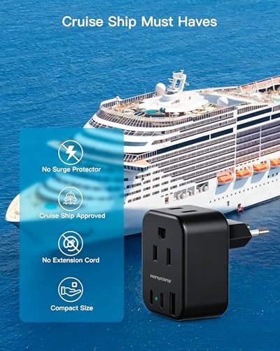 Black European Travel Plug Adapter USB C, International Plug Adapter, US to Europe Adapter Plug 2 Outlets 3 USB Ports(2 C Port), Type C Power Adapter to Iceland Italy France Portugal Spain Germany - style: Type C - Most of Europe(Black)