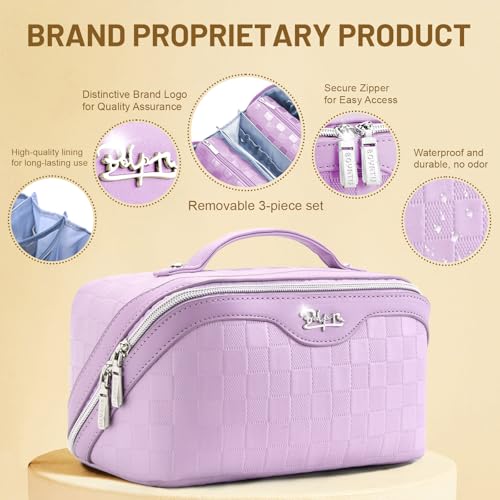 BOYATU Travel Makeup Bag for Women: Large Capacity Cosmetic Bags Organizer, Waterproof Toiletry Make up Case Gift for Her Girlfriend Best Friend Mom on Birthday Christmas Mother's Day - color: 01-C-Purple
