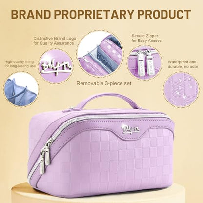 BOYATU Travel Makeup Bag for Women: Large Capacity Cosmetic Bags Organizer, Waterproof Toiletry Make up Case Gift for Her Girlfriend Best Friend Mom on Birthday Christmas Mother's Day - color: 01-C-Purple