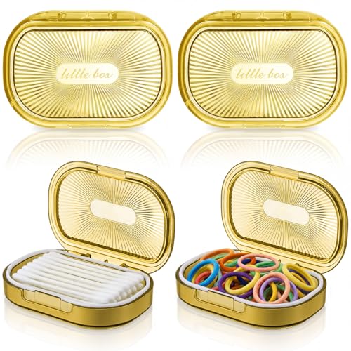 Kigley 4 Pcs Hair Tie Container Small Portable Travel Cotton Swab Holder Dispenser with Lid Plastic Box Storage Containers for Small Items, 3.94 x 2.76 Inch (Yellow) - color: Yellow