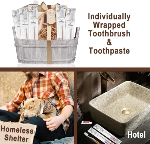 50 Pack Disposable Toothbrushes with Toothpaste Individually Wrapped, Travel Toothbrush Kit, Hotel Toothbrushes Bulk for Hotel,Airbnb,Homeless - size: 1 Count (Pack of 50)