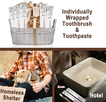 50 Pack Disposable Toothbrushes with Toothpaste Individually Wrapped, Travel Toothbrush Kit, Hotel Toothbrushes Bulk for Hotel,Airbnb,Homeless - size: 1 Count (Pack of 50)