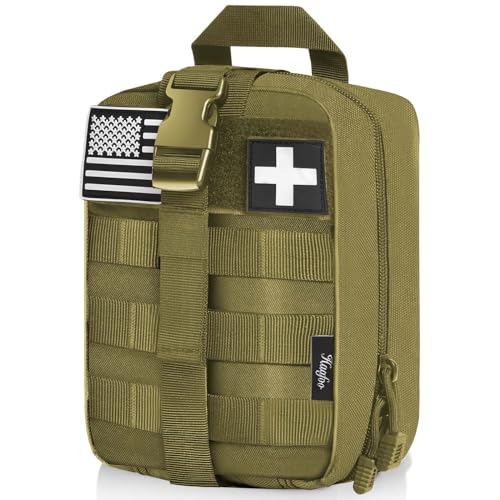Medical Molle Pouch Tactical - 1000D Nylon First Aid Pouch, Big Capacity EMT Pouch Utility, Heavy Duty Military Grade Rip-Away Ifak Pouch for Home and Outdoor Activities（Bag Only - color: Coyote