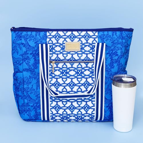 Lilly Pulitzer Beach and Picnic Cooler, Insulated Bag with Adjustable Shoulder Strap and Zipper, Soft Cooler - color: Safari Party