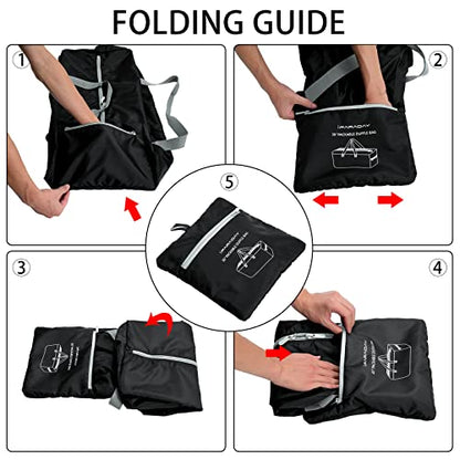 iFARADAY Foldable Duffel Bag 30 inch 75L Large Lightweight Luggage for Travel Camping Storage-Black - color: Black-75L(with shoulder strap)