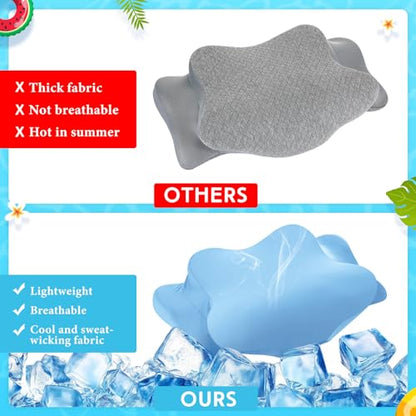 Hahafelt Cooling Cervical Neck Pillowcase Cover (Only Pillow Case) Ergonomic Pillowcase with Zipper Breathable Contour Pillow Cover for Side Back Stomach Sleepers(Blue,Standard Size) - color: Blue, size: Standard