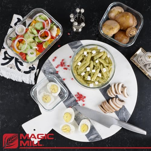 Magic Mill Premium Borosilicate Glass Food Storage Containers with lids Set | 24pc Sets with 12 Bowls & 12 Airtight Locking Lids for Lunch & Meal Prep, Safe for Oven, Freezer, Dishwasher, BPA-Free - color: Gray
