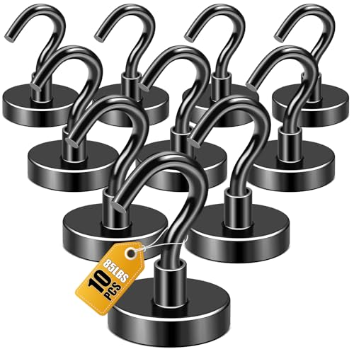 DIYMAG Magnetic Hooks,10pack Magnet Hook Essentials Strong Heavy Duty Magnetic Hooks for Hanging Kitchen Refrigerator Classroom Cruise Cabins Accessories Hooks Black - color: Black, size: 0.98in