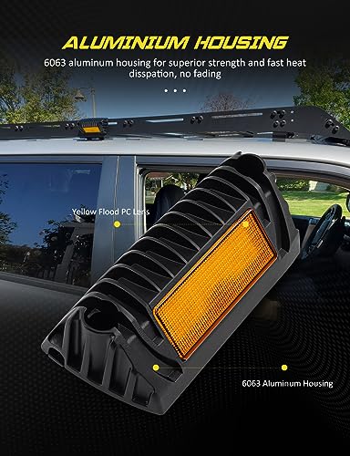Chelhead 800lm Led RV Porch Light Exterior Utility Light 12V Amber Replacement Lighting Led Scene Lights Compatible with RVs, Traliers, Campers, Roof Rack, Trucks - color: Yellow Light-Black Housing