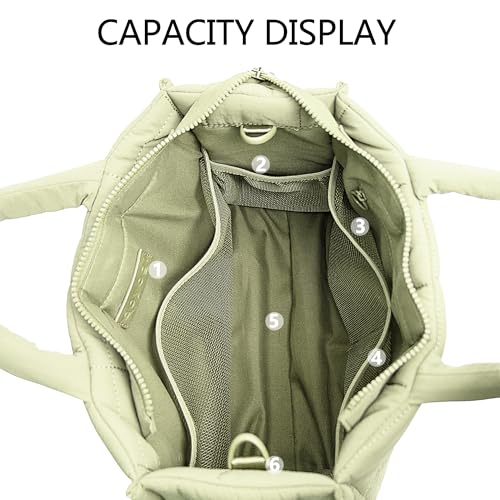 Quilted Crossbody Bags for Women,Puffer Weekender Overnight Bag,Purse Handbag Organizer,Small Tote Bags Shoulder Bag - color: Khaki