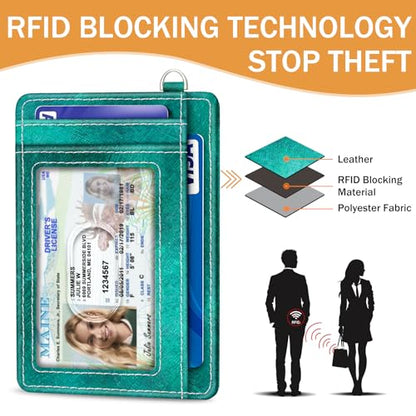 Yonlevres Credit Card Holder Slim Wallet, Elephant RFID Wallet Women Front Pocket Small Card Holder, Travel Cute Funny Thin Card Case ID Window PU Leather RFID Blocking Card Organizer Gift Girl Ladies - color: Elephant